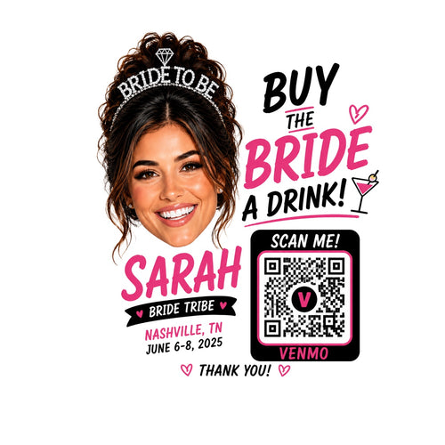 Buy the bride a drink custom QR code sticker example