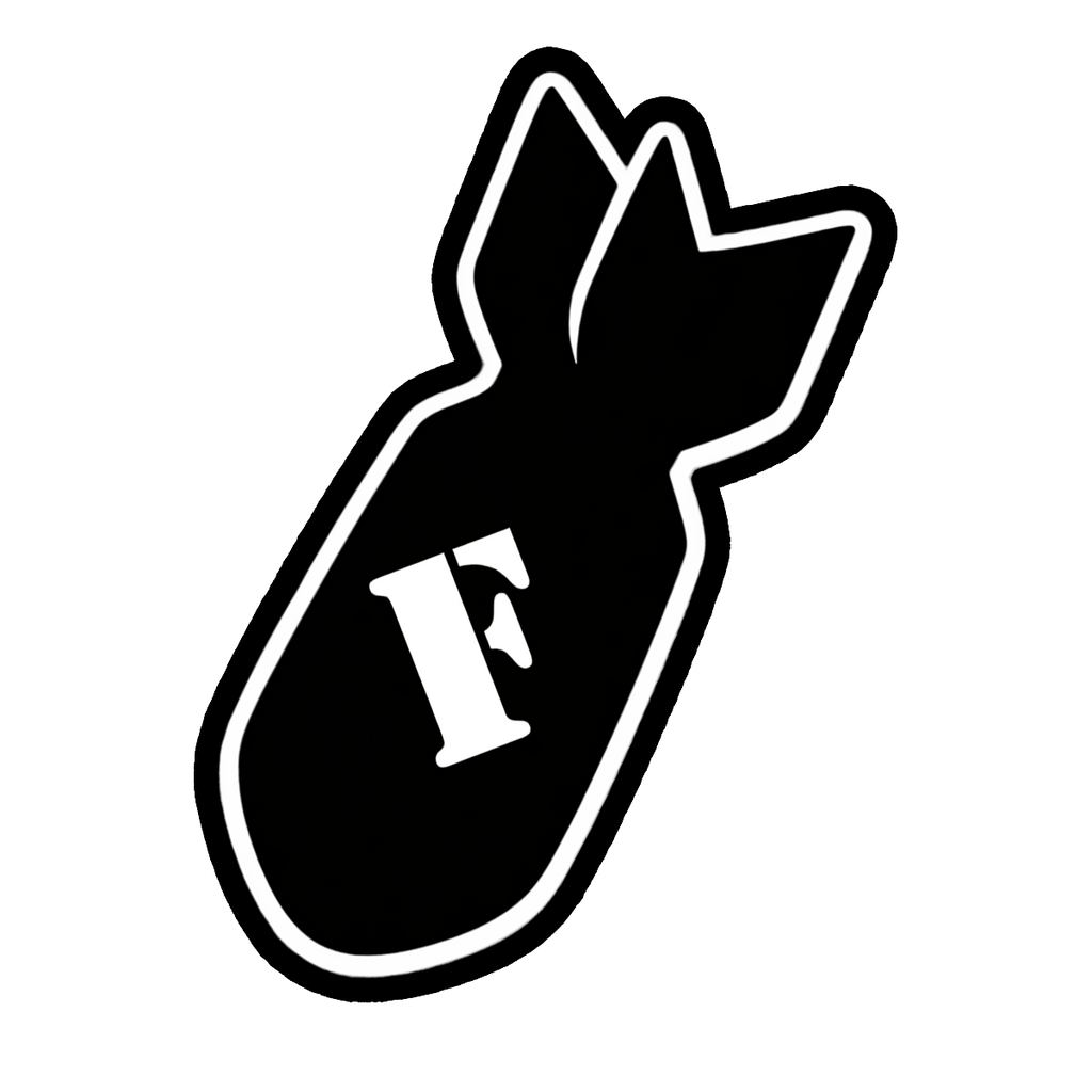 F-Bomb sticker - black die-cut vinyl sticker with bold F letter