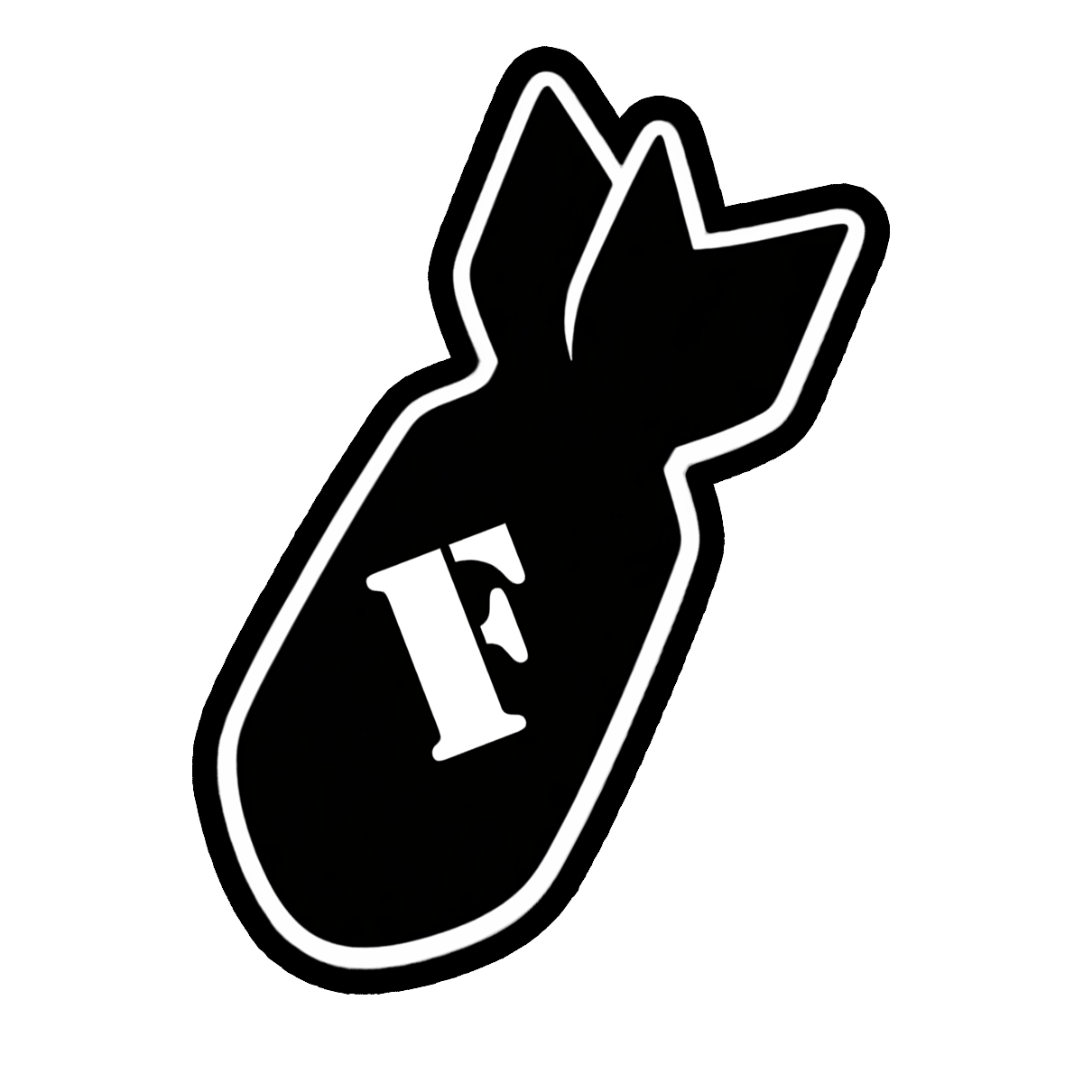 F-Bomb sticker - black die-cut vinyl sticker with bold F letter