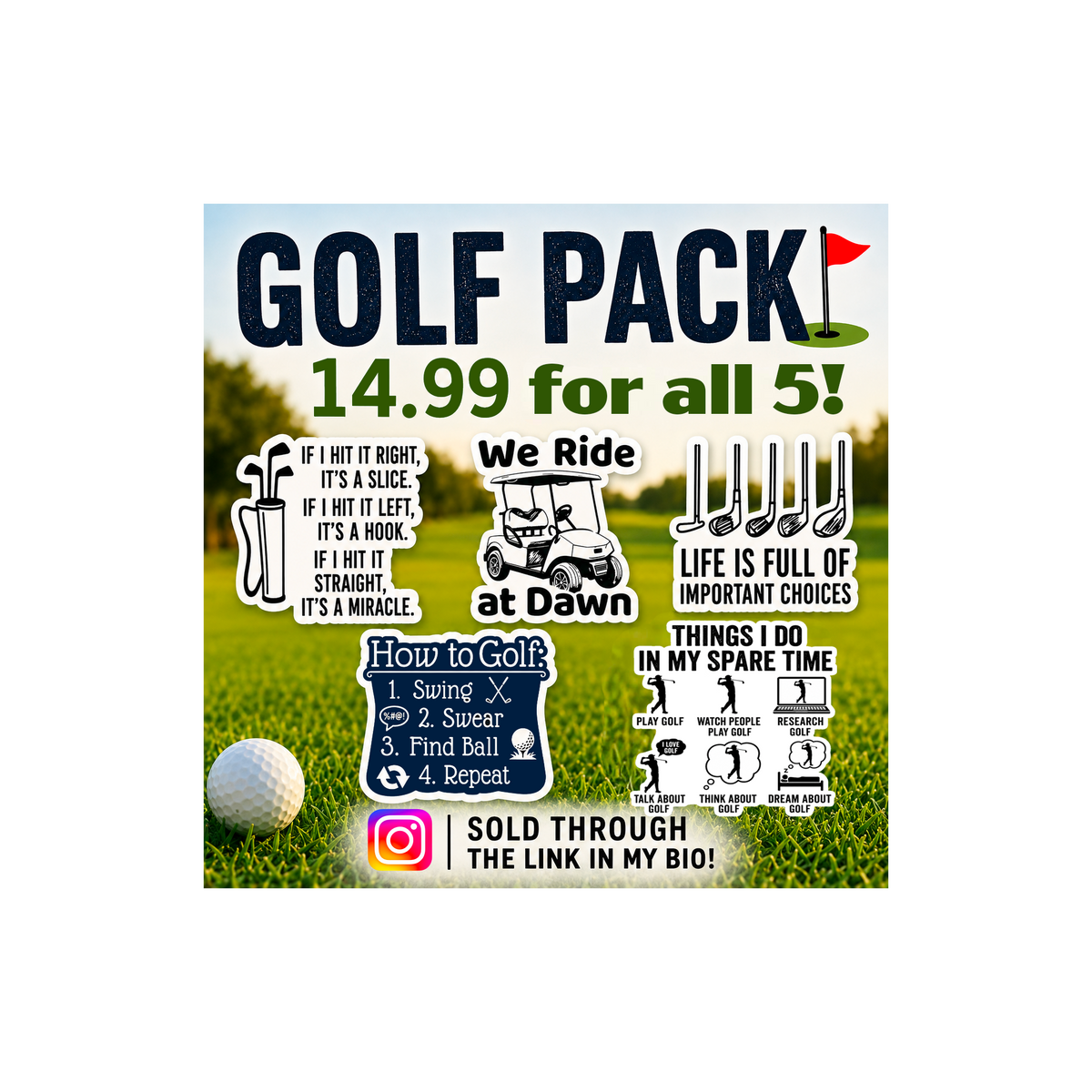 Golf Sticker Pack (5-Pack)
