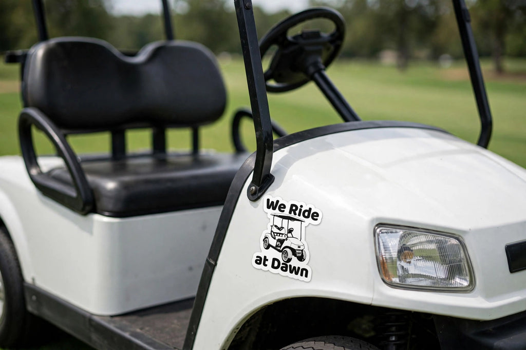 We Ride At Dawn Golf Cart Sticker